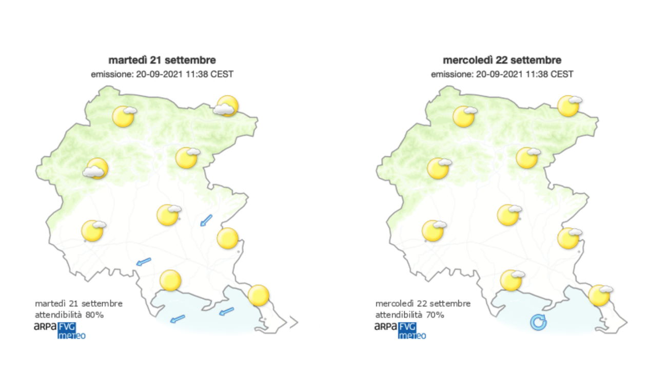 Immagine per Meteo, ultimo giorno d'estate con sole e Bora sul Goriziano